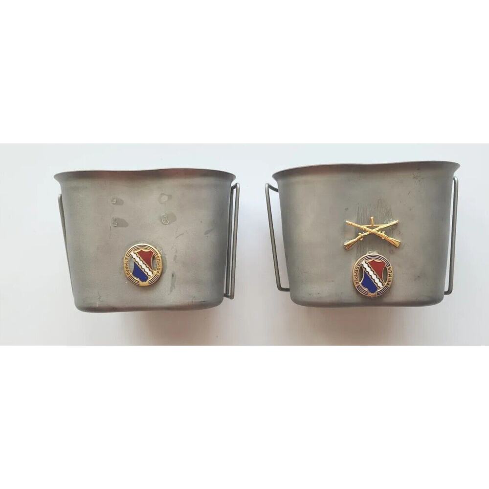 Vintage US Military Stainless Canteen Cups Marked U.S, PAC FAB‎ Lot of 2
